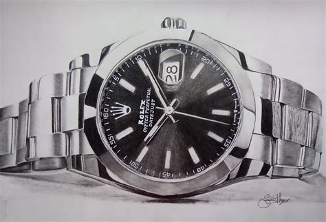 how to draw a rolex watch step by step|Rolex watch pencil drawing.